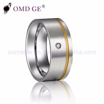 2 Tone Gld 8mm Plated Tungsten Metal Rings